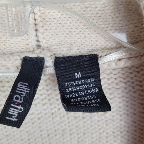 ULTRAFLIRT Open Cardigan Sweater Size M Cream Pockets Southwesten Boho - Picture 2 of 10